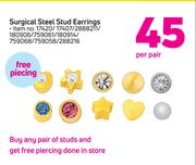 Surgical Steel Stud Earrings-Per Pair