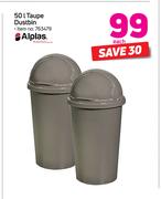 Alplas 50Ltr Taupe Dustbin-Each
