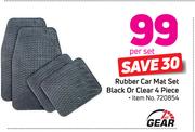 1st Gear Rubber Car Mat Set Black Or Clear 4 Piece-Per Set