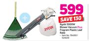 Ryobi 3000W Blower Vacuum Plus Fragram Plastic Leaf Rake