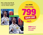 PS4 Or Xbox One Fifa 18 + Free World Cup Update-Each