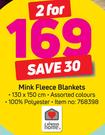 Always Home Mink Fleece Blankets-130 x 150cm-For 2