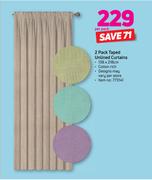 2-Pack Taped Unlined Curtains-Per Pack