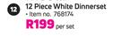 12-Piece White Dinner Set-Per Set