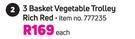 3 Basket Vegetable Trolley Rich Red-Each