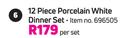 12-Piece Porcelain White Dinner Set-Per Set