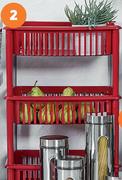 3 Basket Vegetable Trolley Rich Red-Each