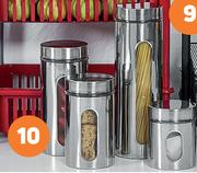 4-Piece Stainless Steel Glass Canister Set-Per Set