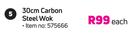 Mainstays 30cm Carbon Steel Wok-Each