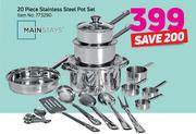 Mainstays 20-Piece Stainless Steel Pot Set