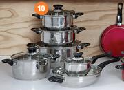 Mainstays 12-Piece Stainless Steel Solid Lids Pot Set-Per Set