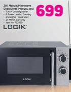 Logik 20Ltr Manual Microwave Oven Silver P70H20L-SES
