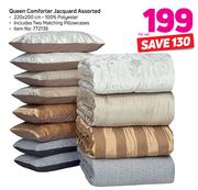 Queen Comforter Jacquard Assorted-Per Set Including Two Matching Pillow Cases