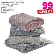 Mainstays Assorted Diamond Cotton Throw-Each