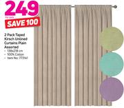2 Pack Taped Kirsch Unlined Curtains Plain Assorted-Per Pack