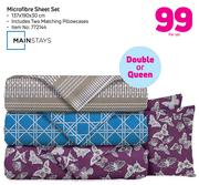 Mainstays Microfibre Sheet Set Double Or Queen-Per Set Including Two Matching Pillowcases
