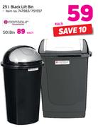 Contour 25Ltr Black Lift Bin-Each
