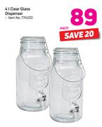 4Ltr Clear Glass Dispenser-Each