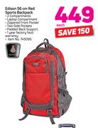 Edison 56cm Red Sports Backpack-Each