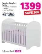 Ditolia Wooden Baby Cot-White