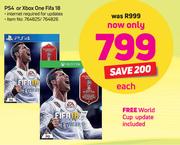 PS4 Or Xbox One Fifa 18-Each