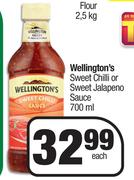 Wellington's Sweet Chilli Or Sweet Jalapeno Sauce-700ml Each