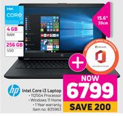 HP 15.6" (39cm) Intel Core i3 Laptop + Microsoft Office 365 Professional