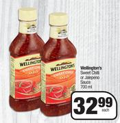 Wellington's Sweet Chilli Or Jalepeno Sauce-700ml Each