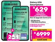 2 x Samsung Galaxy A36 5G Smartphone-On 1GB Red Core + Promo 10GB Data