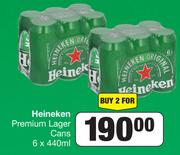 Heineken Premium Lager Cans 6 x 440ml-For 2