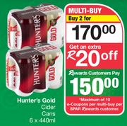 Hunter's Gold Cider Cans 6 x 440ml-For 2