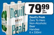 Devil's Peak Zero To Hero Non-Alcoholic Beer Handies 6 x 330ml- Per Pack 