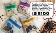 Food Lover's Raisins Jumbo Seedless 1Kg,Raisins Jumbo Mix 1Kg,Peanuts Roasted & Salted 400g-For 3