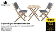 Design House 3 Piece Papua Wooden Bistro Set
