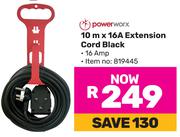 Power Worx 10m x 16A Extension Cord Black