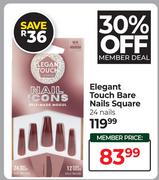 Elegant Touch Bare Nails Square 24 Nails