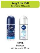 Nivea Roll On (All Variants)-For 2 x 50ml