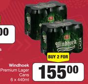Windhoek Premium Lager Cans 6 x 440ml-For 2