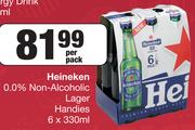 Heineken 0.0% Non-Alcoholic Lager Handies-6 x 330ml Per Pack
