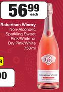 Robertson Winery Non-Alcoholic Sparkling Sweet Pink/White or Dry Pink/White-750ml Each