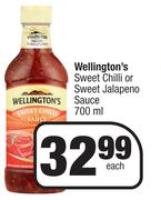 Wellington's Sweet Chilli Or Sweet Jalapeno Sauce-700ml Each