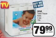 Spar Toilet Tissue Rolls 2 Ply-18s Per Pack