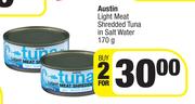 Austin Light Meat Shredded Tuna In Salt Water-For 2 x 170g