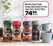 Nescafe Classic Dawn, Strong, Black Roast Or Ivory Coast (Excl.Decaf)-200g Each