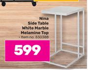 Nina Side Table White Marble Melamine Top