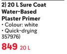 Plascon Sure Coat Water Based Plaster Primer-20Ltr