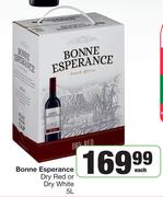 Bonne Esperance (Dry Red Or Dry White)-5Ltr Each