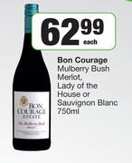 Bon Courage Mulberry Bush Merlot, Lady Of The House Or Sauvignon Blanc-750ml Each