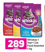 Whiskas 1 Year+ Cat Food Assorted 4kg-Each 