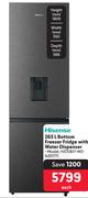 Hisense 263Ltr Bottom Freezer Fridge With Water Dispenser H370BIT-WD 